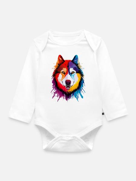 Alaskan Malamute - Baby Bio-Langarm-Body - Weiß