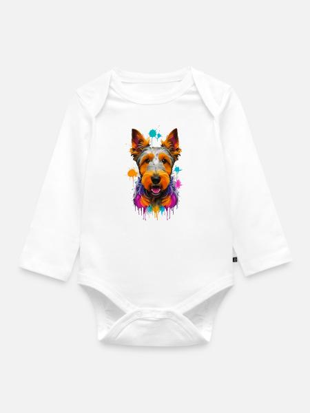 Airedale Terrier - Baby Bio-Langarm-Body - Weiß