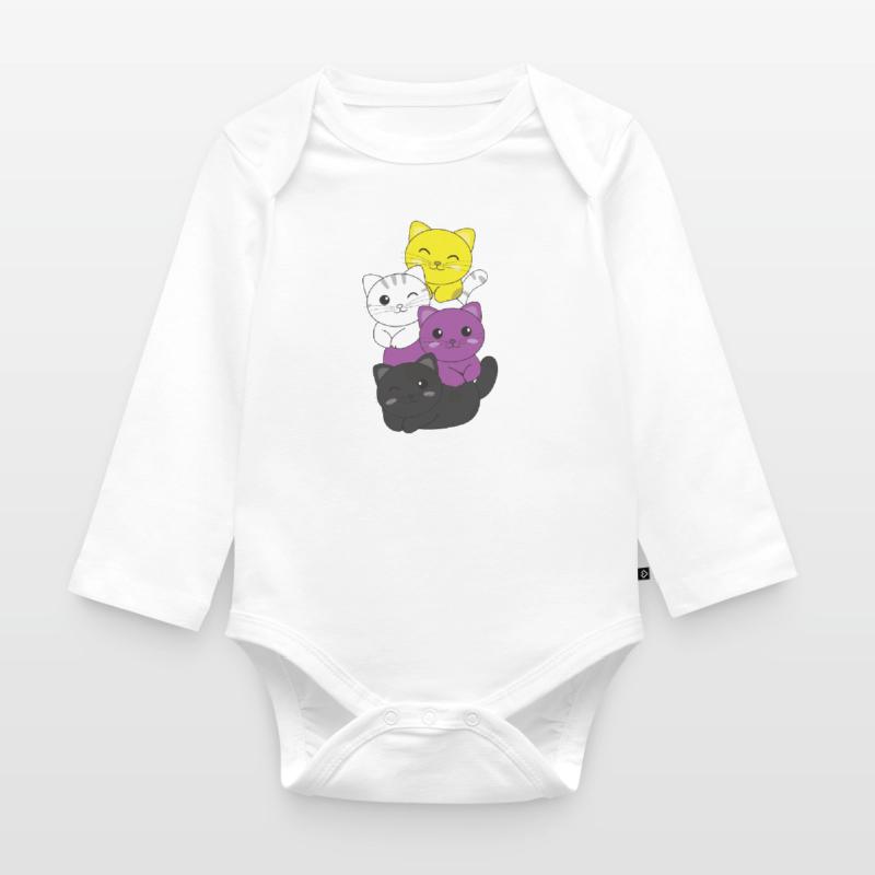 Nonbinary Flag Non Binary Pride LGBTQ Cute Cat Organic Longsleeve Baby Bodysuit