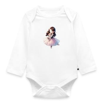 Ballerina-Mutter umarmt ihre Tochter - Baby Bio-Langarm-Body - Weiß - Vorne