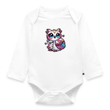 Fière mère hibou avec son bébé - Body Bébé bio manches longues - blanc - Devant