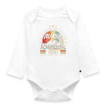 April 1991 Birthday Gift April 1991 April - Organic Longsleeve Baby Bodysuit - white - Front