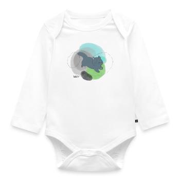 🐾 Schwarze Katze 🐈‍⬛ Grün Blau - Baby Bio-Langarm-Body - Weiß - Vorne