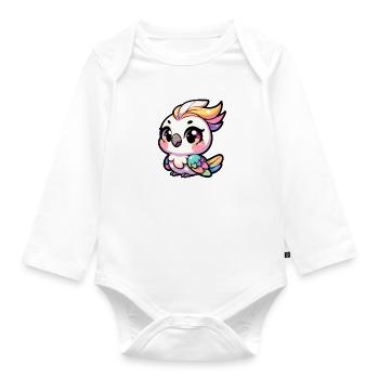 Un doux calopsitte chibi pour les amateurs d’oiseaux - Body Bébé bio manches longues - blanc - Devant