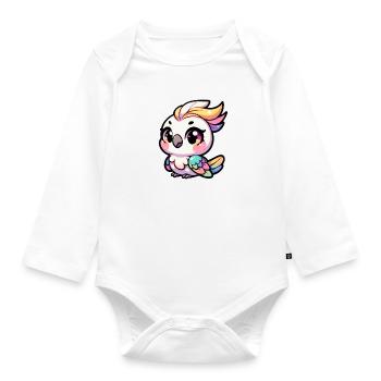 Un doux calopsitte chibi pour les amateurs d’oiseaux - Body Bébé bio manches longues - blanc - Devant