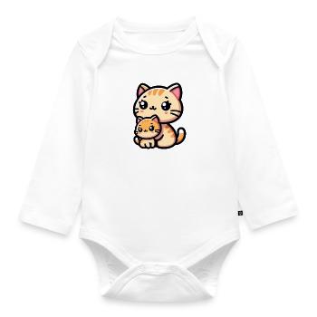 Proud Mother Cat With Her Kitty for Mother's Day - Organic Longsleeve Baby Bodysuit - white - Front