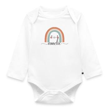 Amélie! Arc-en-ciel, personnalisable - Body Bébé bio manches longues - blanc - Devant