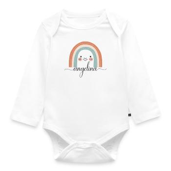 Angelina! Rainbow, customisable - Organic Longsleeve Baby Bodysuit - white - Front