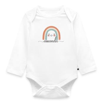 Amanda! Rainbow, customisable - Organic Longsleeve Baby Bodysuit - white - Front
