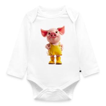 Kleines freches Ferkel - Baby Bio-Langarm-Body - Weiß - Vorne