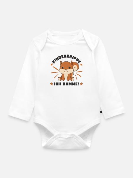Kinderkrippe Ich Komme! - Baby Bio-Langarm-Body - Weiß