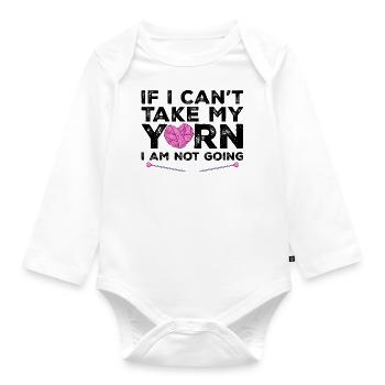 Wenn ich mein Garn nicht nehmen kann, gehe ich nicht - Stricken - Baby Bio-Langarm-Body - Weiß - Vorne