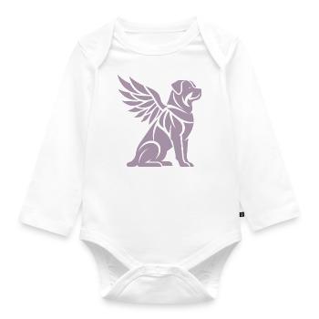 Dog Rottweiler Angel Wings Silhouette - Organic Longsleeve Baby Bodysuit - white - Front