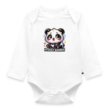 Schützen Sie die Tierwelt Riesiger Panda Tag der Erde Pandaliebhaber - Baby Bio-Langarm-Body - Weiß - Vorne