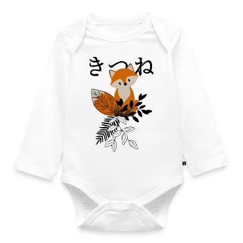 Chibi Fuchs Kitsune - Baby Bio-Langarm-Body - Weiß - Vorne