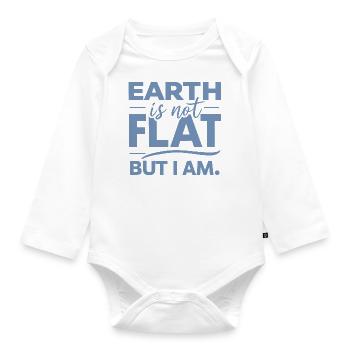Satire Flat Earth Ironic Jokes - Organic Longsleeve Baby Bodysuit - white - Front