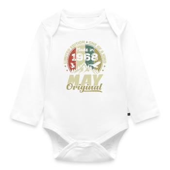 Vintage Anniversary Gift Made in May 1968 - Organic Longsleeve Baby Bodysuit - white - Front