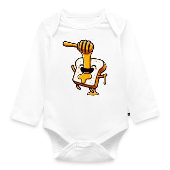 Toast with honey beekeeper bee honey - Organic Longsleeve Baby Bodysuit - white - Front