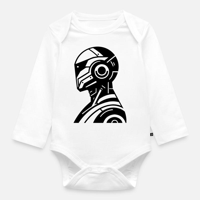 Robot - Organic Longsleeve Baby Bodysuit - white