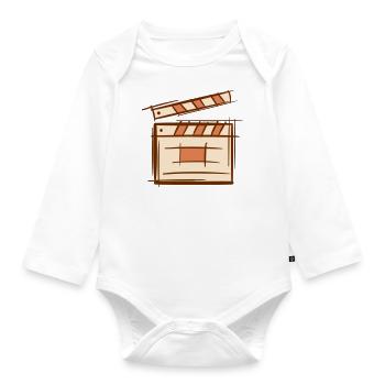Clapperboard. Director. Film producer. Filmmaker. - Organic Longsleeve Baby Bodysuit - white - Front