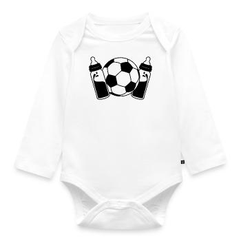 Erster Vatertag Fußball Papa Sohn Baby Flaschen - Baby Bio-Langarm-Body - Weiß - Vorne