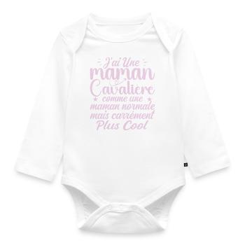 J'ai Une Maman Cavalière - Cadeau Maman Cavalière - Body Bébé bio manches longues - blanc - Devant
