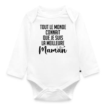 Jeder weiß, dass ich die beste Mutter bin - Baby Bio-Langarm-Body - Weiß - Vorne