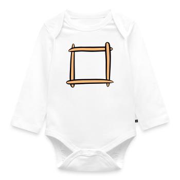 Decorative wooden frame / picture frame. Template. - Organic Longsleeve Baby Bodysuit - white - Front