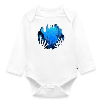 Deep Ocean watercolor painting - Organic Longsleeve Baby Bodysuit - white - Front