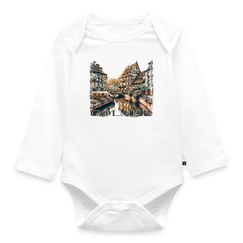 Colmar Old Town: Half-Timbered Houses & Canals in Grunge - Organic Longsleeve Baby Bodysuit - white - Front