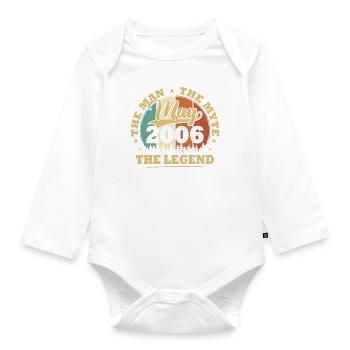 Vintage May 2006 18 Year Anniversary Gift - Organic Longsleeve Baby Bodysuit - white - Front
