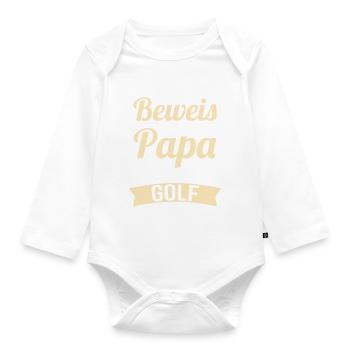 Ich bin der Beweis das mein Papa nicht nur Golf - Baby Bio-Langarm-Body - Weiß - Vorne