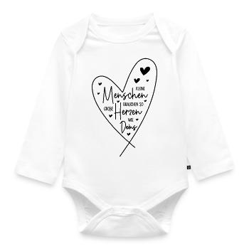 Kleine Menschen brauchen so große Herzen wie Deins - Baby Bio-Langarm-Body - Weiß - Vorne