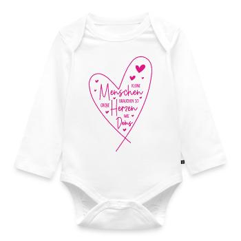 Kleine Menschen brauchen so große Herzen wie Deins - Baby Bio-Langarm-Body - Weiß - Vorne