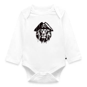 Piratenlöwe Pirat Löwe Graffiti Street Art Style - Baby Bio-Langarm-Body - Weiß - Vorne