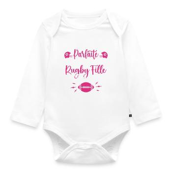 Rugby Femme Fille Cadeau Joueur De Rugby - Body Bébé bio manches longues - blanc - Devant