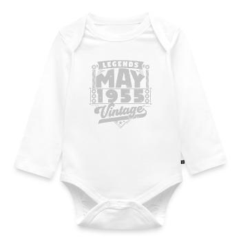 Jahrgangsgeschenk Jubiläum Mai 1955, Mai 1955 - Baby Bio-Langarm-Body - Weiß - Vorne