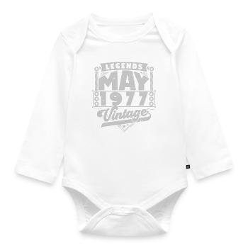 Jahrgangsgeschenk Jubiläum Mai 1977, Mai 1977 - Baby Bio-Langarm-Body - Weiß - Vorne
