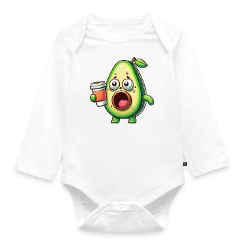 Avocado with Coffee Caffeine Shock - Organic Longsleeve Baby Bodysuit - white - Front