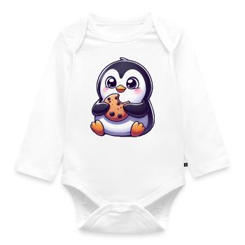 Pinguin Cookie Süßer Nachtisch Keks - Baby Bio-Langarm-Body - Weiß - Vorne