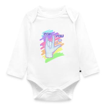 For You "I Love You" - Baby Bio-Langarm-Body - Weiß - Vorne