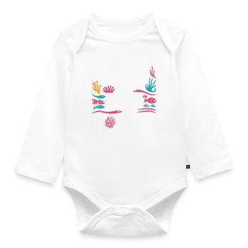 Protect the Reefs Save the Corals Ocean lover - Organic Longsleeve Baby Bodysuit - white - Front