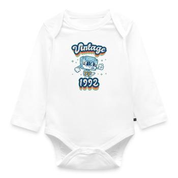 1992 Vintage anniversaire rétro Vintage cadeau - Body Bébé bio manches longues - blanc - Devant