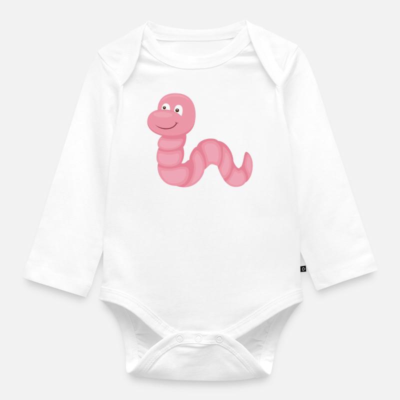 Ver de terre - Body Bébé bio manches longues - blanc