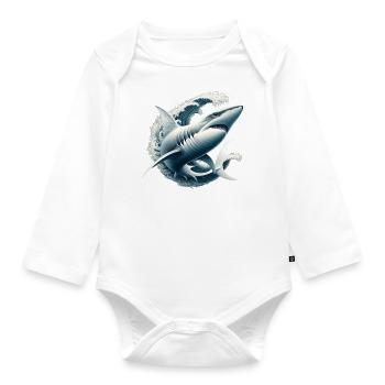 Shark Predator Fish - Organic Longsleeve Baby Bodysuit - white - Front