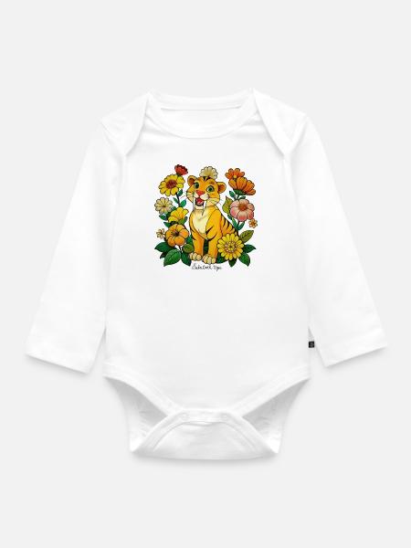 Niedlicher Tiger mit Säbelzähnen - Baby Bio-Langarm-Body - Weiß