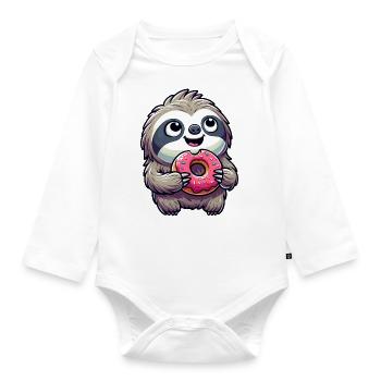Faultier Süß Donut Gebäck Nachtisch - Baby Bio-Langarm-Body - Weiß - Vorne