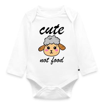 Cute not Food Vegan Sheep Design - Organic Longsleeve Baby Bodysuit - white - Front