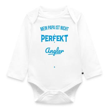 Mein Papa ist nicht perfekt aber er ist Angler - Baby Bio-Langarm-Body - Weiß - Vorne