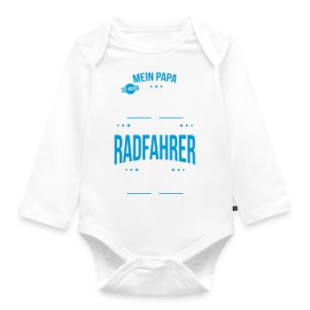 My dad is not perfect - cyclist - Organic Longsleeve Baby Bodysuit - white - Front